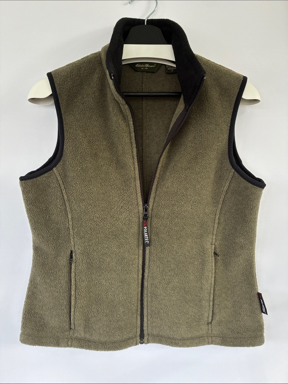 Eddie Bauer Women's Green Polartec Fleece Zip Vest Small